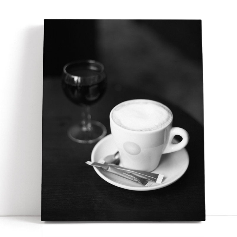 «Paris Cafe No. 24 Black and White», reproduction d'art sur toile, H 20 po x l 16 po