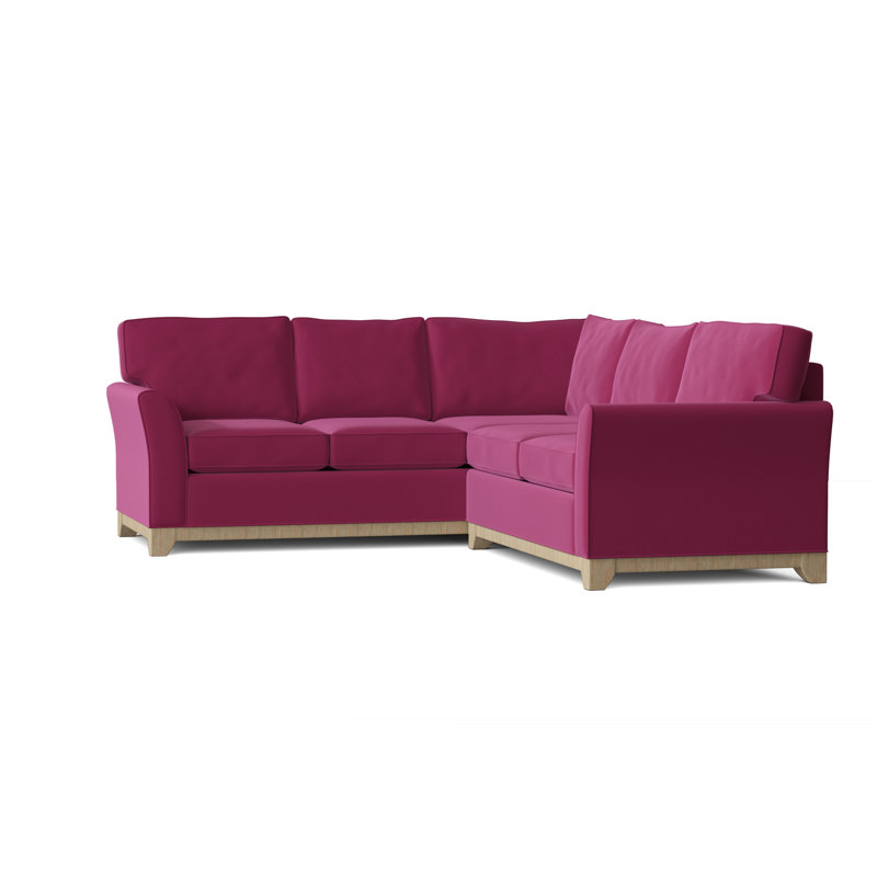 Canapé modulaire en coton de 108 po de largeur Bevins, Accoudoir à droite (vu de face), Rose Klein, Noyer