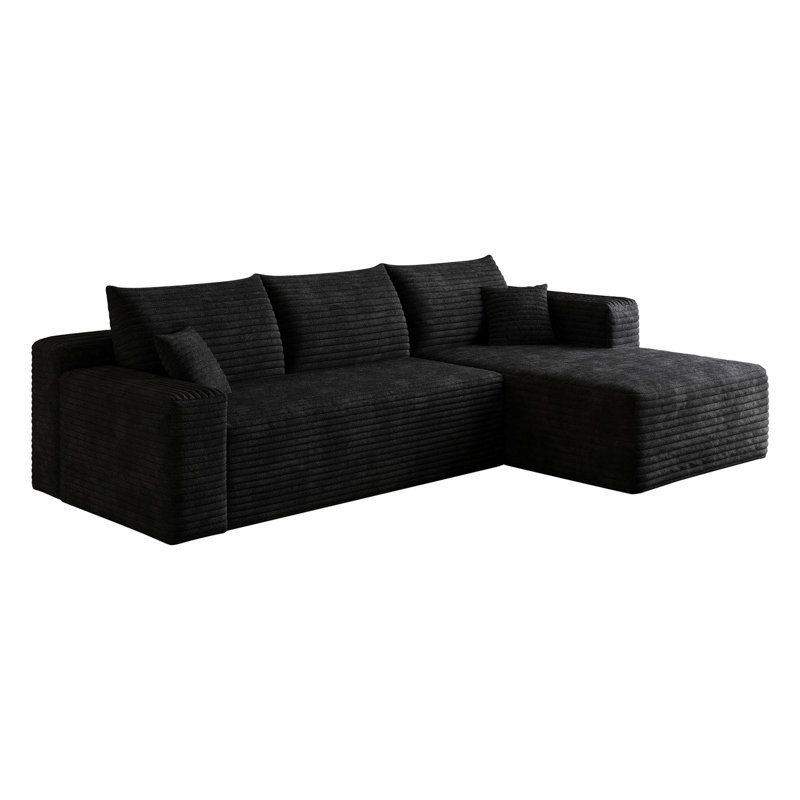 Canapé modulaire Cloud sans assemblage requis, Black Corduroy, 33" H x 95" W x 59.4" D, Right Hand Facing