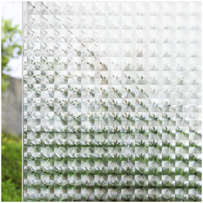 Window Privacy Film, 3D Window Film Decorative Window Film Heat Blocking Static Cling Non-Adhesive Window Clings For Glass Windows