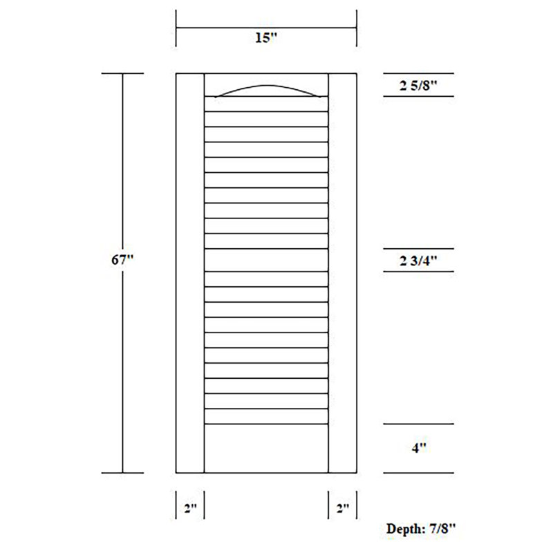 Premier Black Polypropylene Louvered Exterior Shutters, 15" x 67", Set of 2