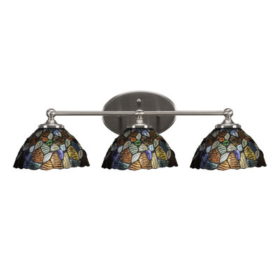 Eddis Light Bath Bar Shown With 7" Blue Mosaic Art Glass