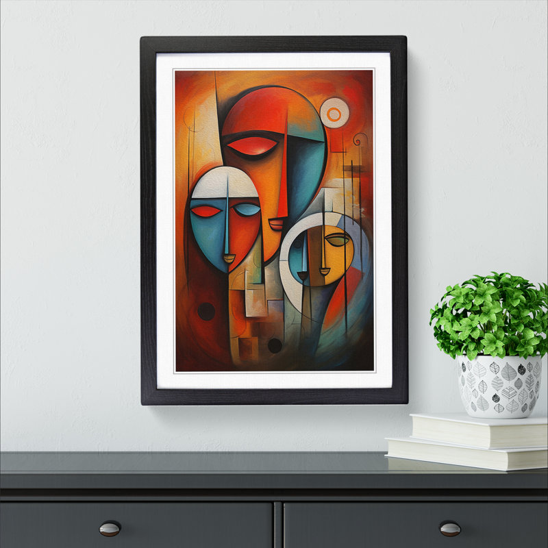 Loving Family Abstract - Single Picture Frame Print on Wood, 34cm H x 25cm W x 2cm D, Black