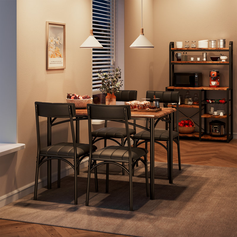 Anayshia Four Leg Dining Set, Brown
