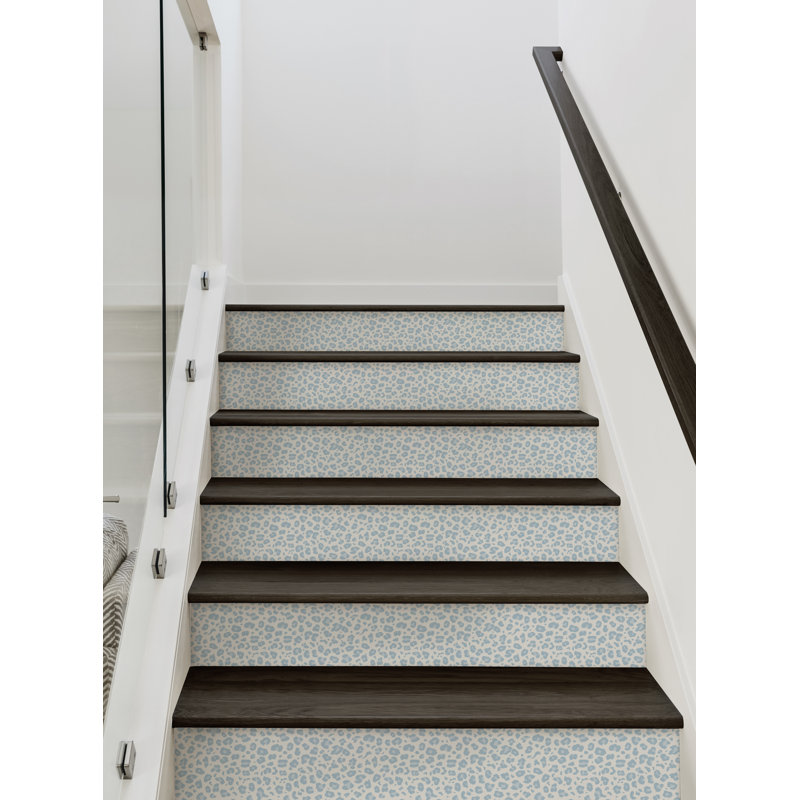 Bandes d'escalier à imprimé animal léopard, H 7 po x l 48 po, Bleu