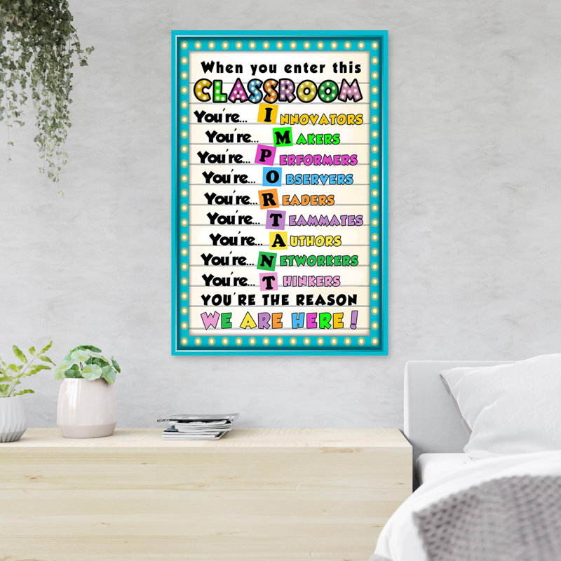 Citations sur la salle de classe - Quand vous entrez dans cette classe - 1 pièce, impression d'art graphique rectangulaire sur toile tendue