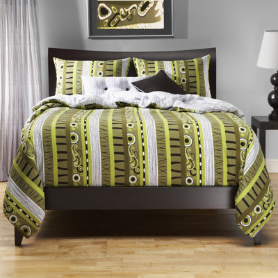 Radiant Flux Polyester Striped Duvet Cover & Insert