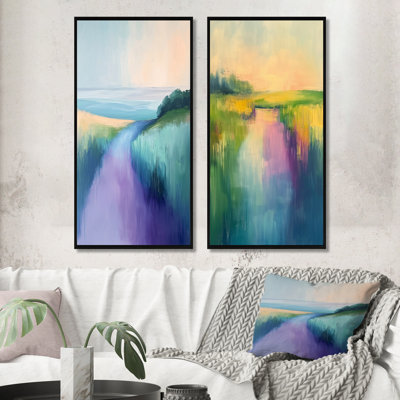 Ensemble de 2 pièces d'art mural bleu et mauve