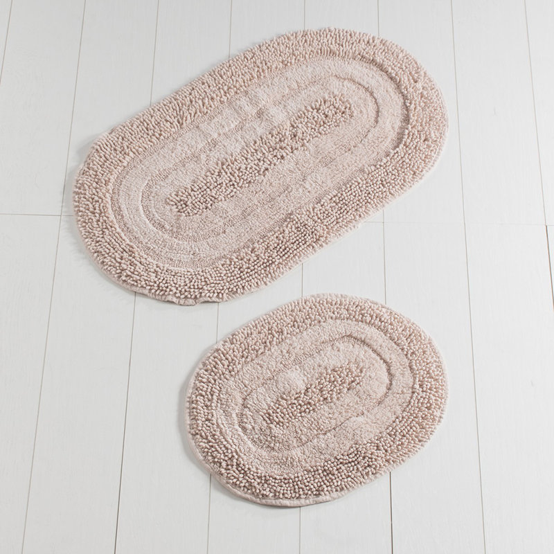Soft Cotton Bathmat Set (2 Pieces) - Antibacterial, Non-Slip Underside, Pink | Includes 19.7 x 23.6 inches & 23.6 x 39.4 inches | 100% Cotton, 1.6 lbs/sq ft | Machine Washable, Durable & Stylish for Any Bathroom
