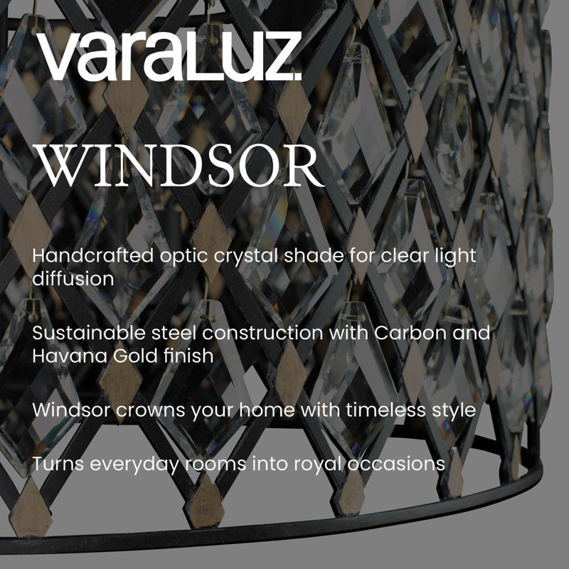 Luminaire suspendu tambour unique à 8 lumières Windsor, Or français / noir mat