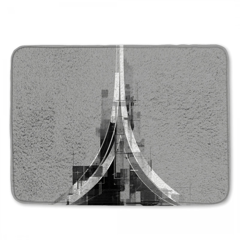 Tapis de bain abstrait à structure architecturale, L 34 po x L 21 po