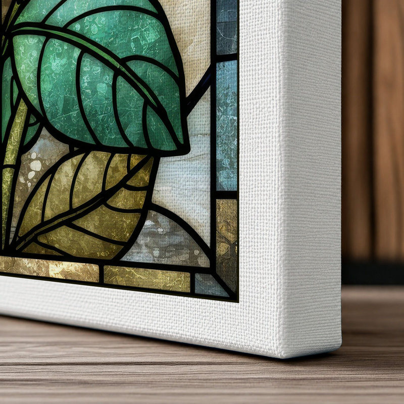 Stained Glass Daisy Botanical - Wrapped Canvas, 18x12 - 45.7 x 30.5 cm, White Border