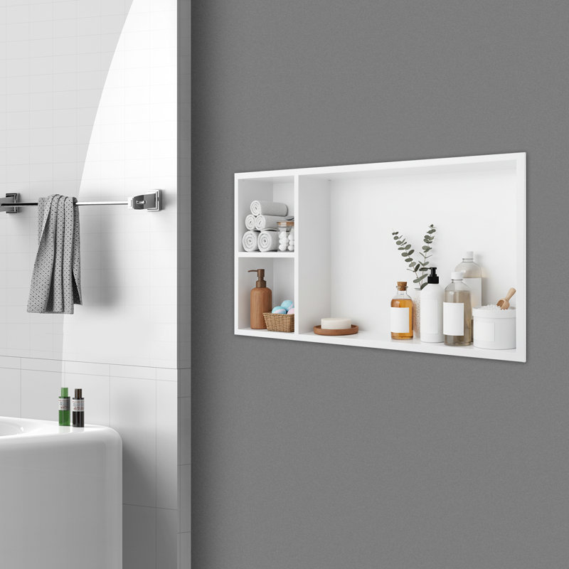Niche encastrée pour rangement mural de salle de bain avec tablette