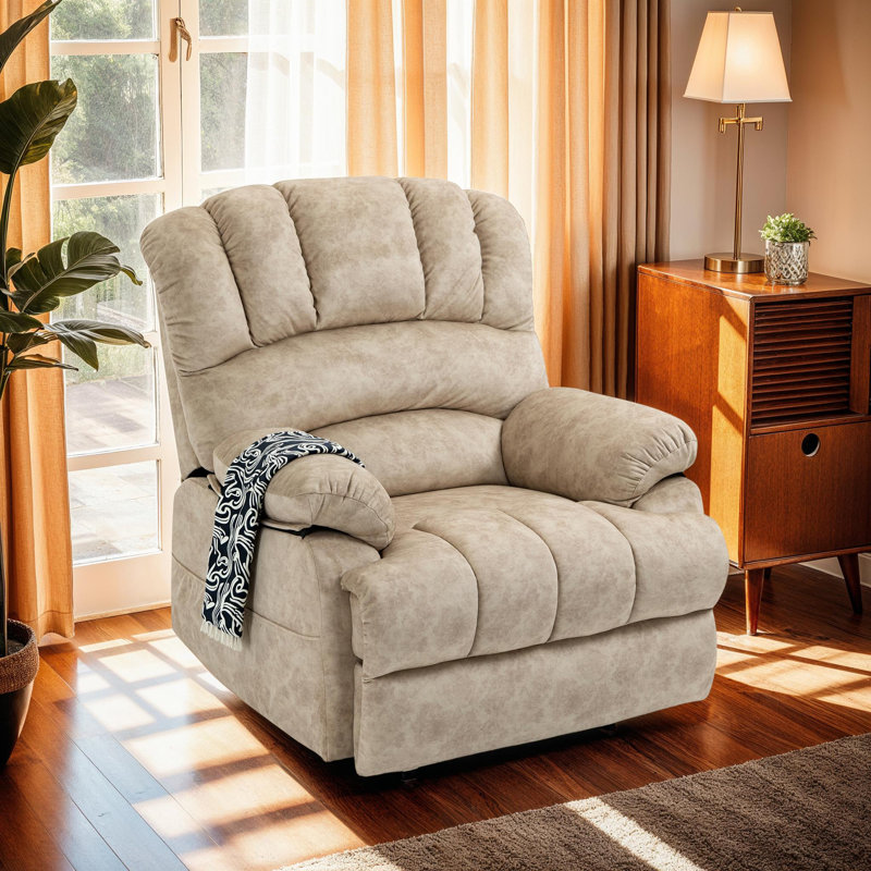 Fauteuil inclinable manuel surdimensionné avec inclinaison à 155 °, Beige