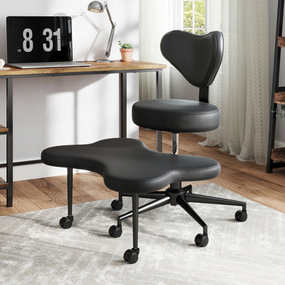 Olamide Ergonomic Cross-Legged Swivel Chair, ADHD Chair Adjustable Height Meditation Chair with Back Support, Office/Home Chair by Inbox Zero