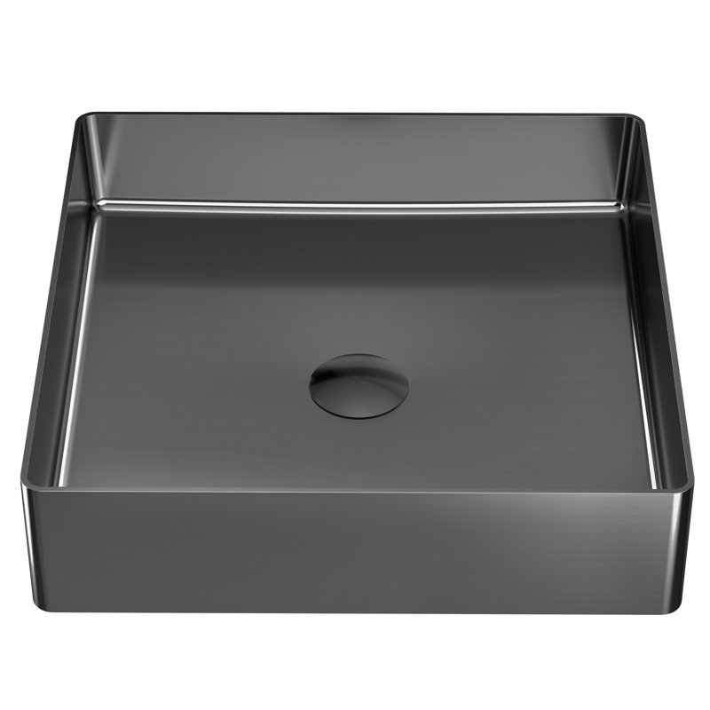Lavabo de salle de bain vasque carré en acier inoxydable 15,75 po Karran Cinox, Gris