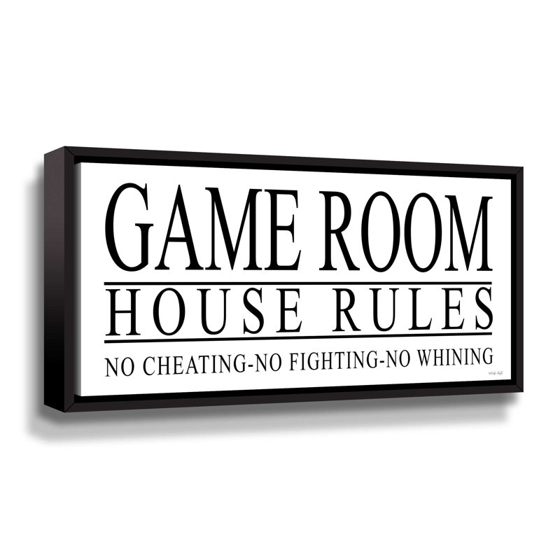 «Game Room House Rules I Gallery», Cadre flottant noir, H 18 po x l 36 po x P 2 po