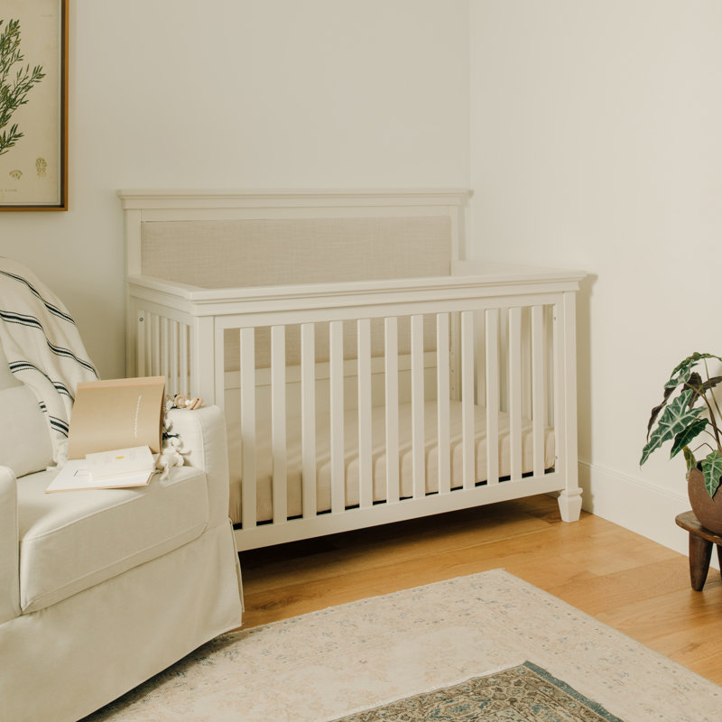 Darlington Warm White 4-in-1 Convertible Upholstered Crib