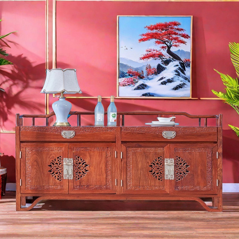 Buffet chinois en bois massif, H 37 po x l 58,3 po x P 15,7 po