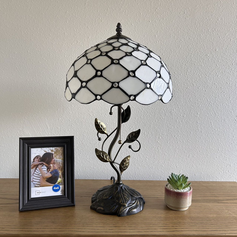 Lampe de table Meryem Tiffany avec grains de cristal en verre coloré inclus ampoule DEL H 22 po x l 12 po x P 12 po