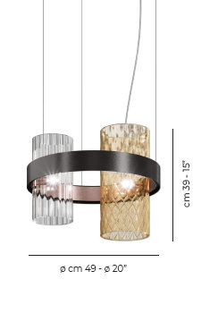 Armonia 2 - Light Chandelier, Crystal Amber, Matte Black;Copper