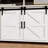 59'' Farmhouse Wooden Sideboard With Sliding Barn Door And Mesh Panels-840012409