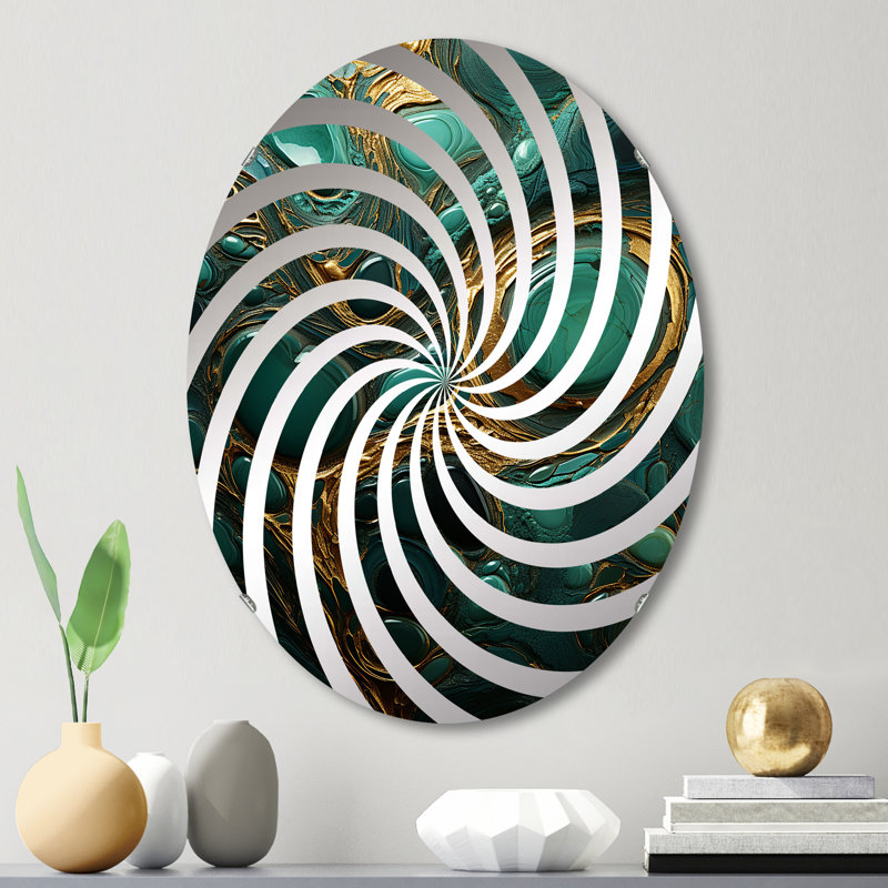 Spiritual Stone Malachite Renewal I - Miroir décoratif Vortex | Ovale, 29,5 po x 19,6 po