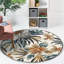 Tapis rond en laine touffeté à la main à motif floral bleu / orange / noir-1926003482