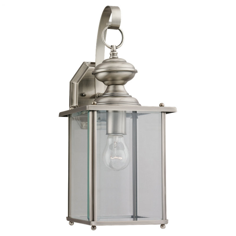 Lanterne murale d'extérieur à une ampoule Tiernan, Nickel ancien brossé