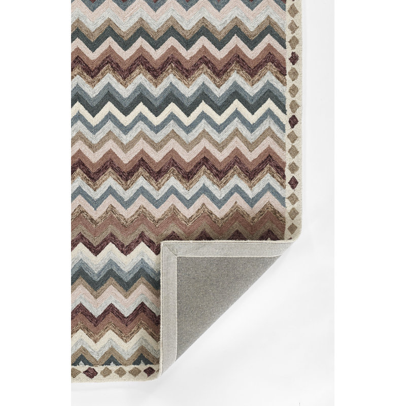 Abbott Hand Tufted Wool Chevron / Zig Zag Area Rug in Brown, Rectangle 8' x 10'