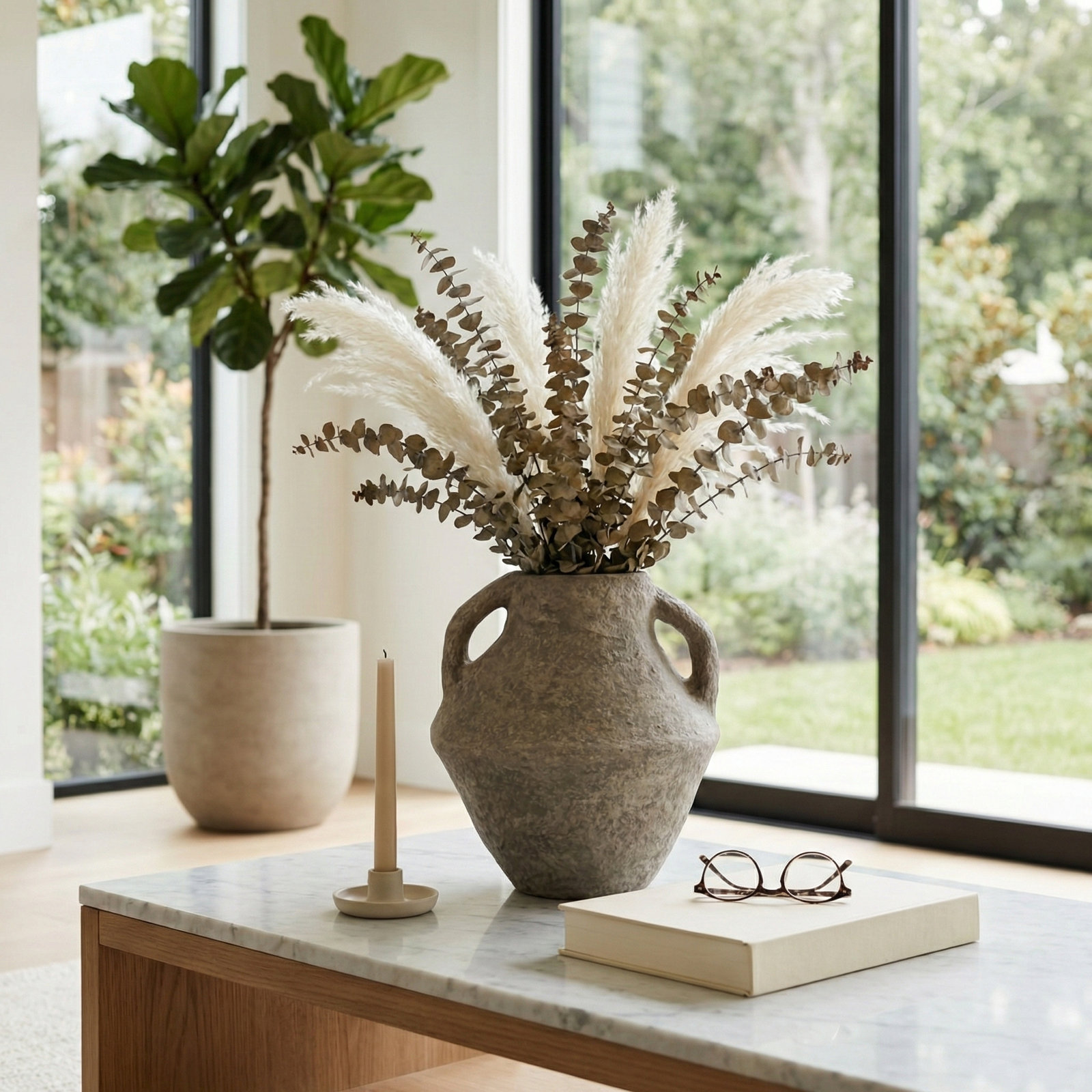 Handcrafted Table Vase, Tan