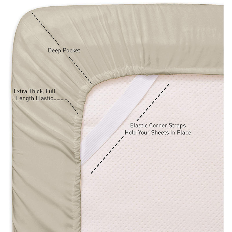 Microfiber Sheet Set, Queen Sheet Set with 2 Pillowcases, Beige