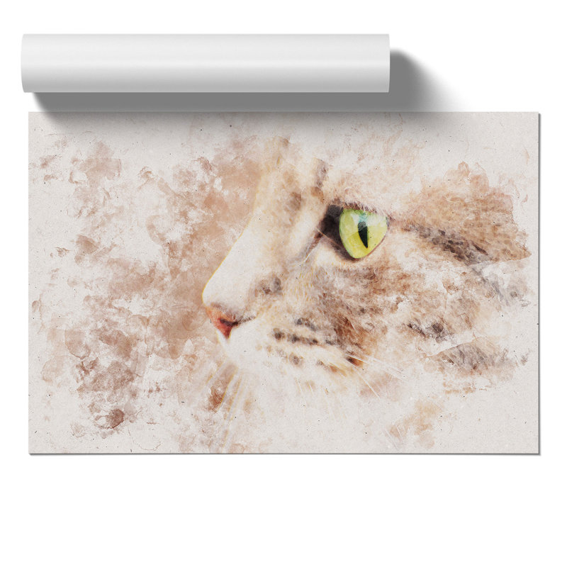 Portrait of a Cat Watercolour - Frameless Print, 30cm H x 42cm W x 0.1cm D