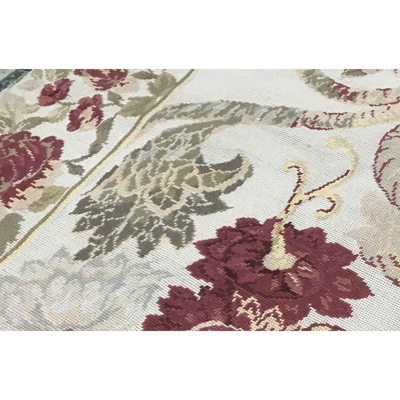 Hand-Knotted High-Quality Red and Gray Area Rug