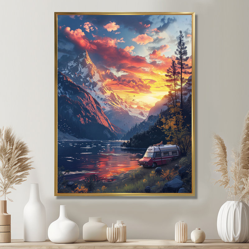 Caulkins - camping, voyage, art mural, salon, Cadre flottant doré, H 20 po x l 12 po x P 1 po