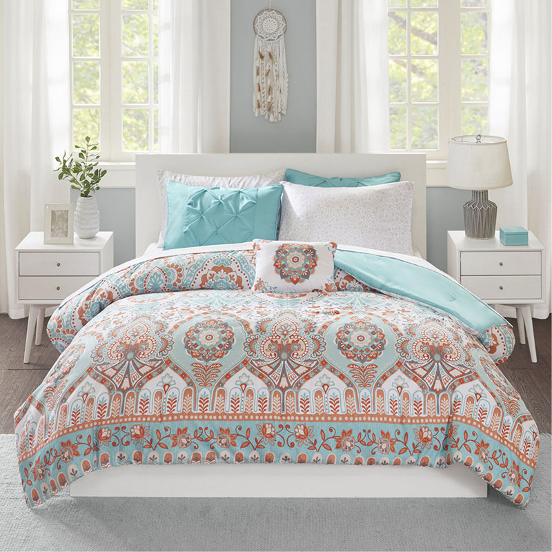 Twin XL Boho Comforter Set With Bed Sheets, Twin XL Comforter + 4 Additional Pieces
