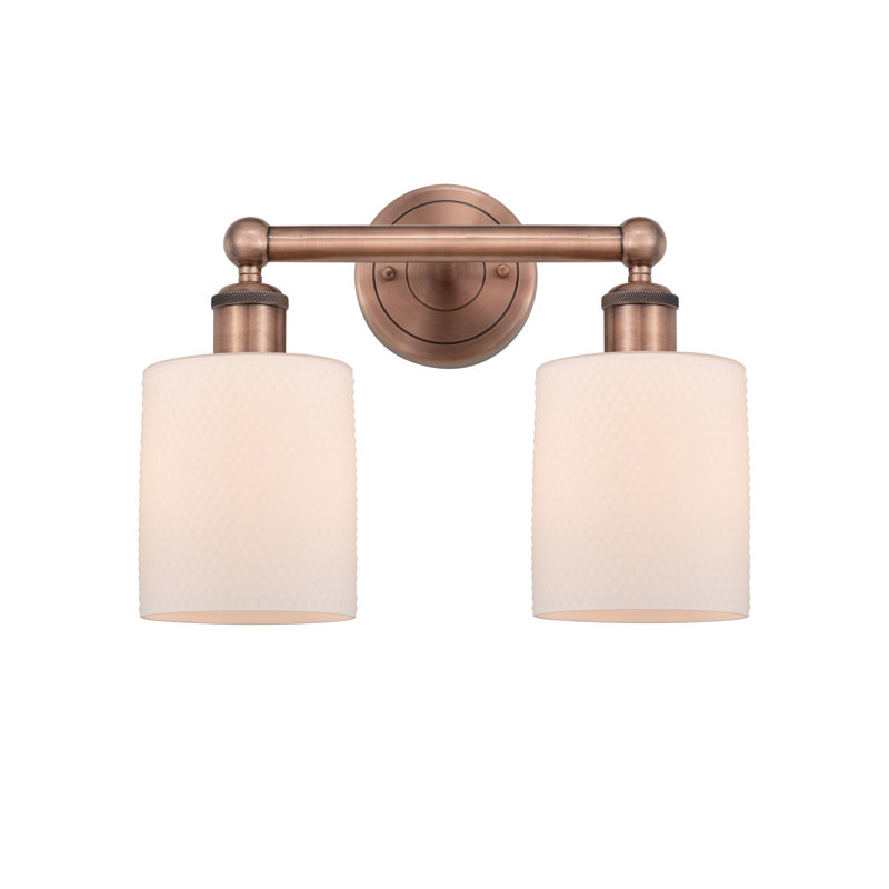 2 - Light Dimmable Vanity Light, Antique Copper, Matte White