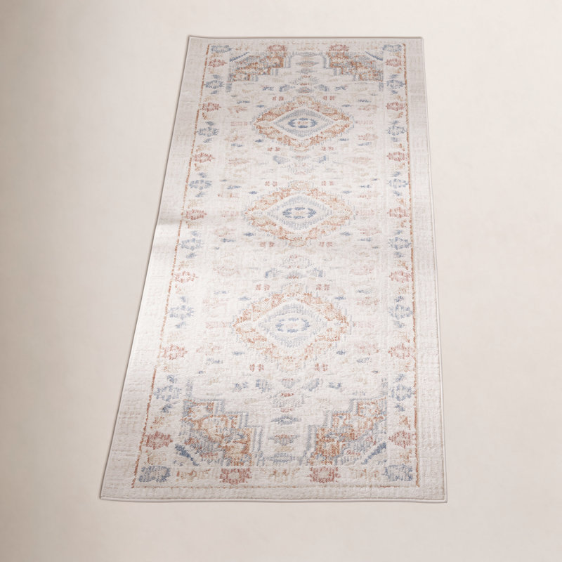 Mayhill Oriental Area Rug in Beige/Rust/Blue, Runner 2'2" x 8'