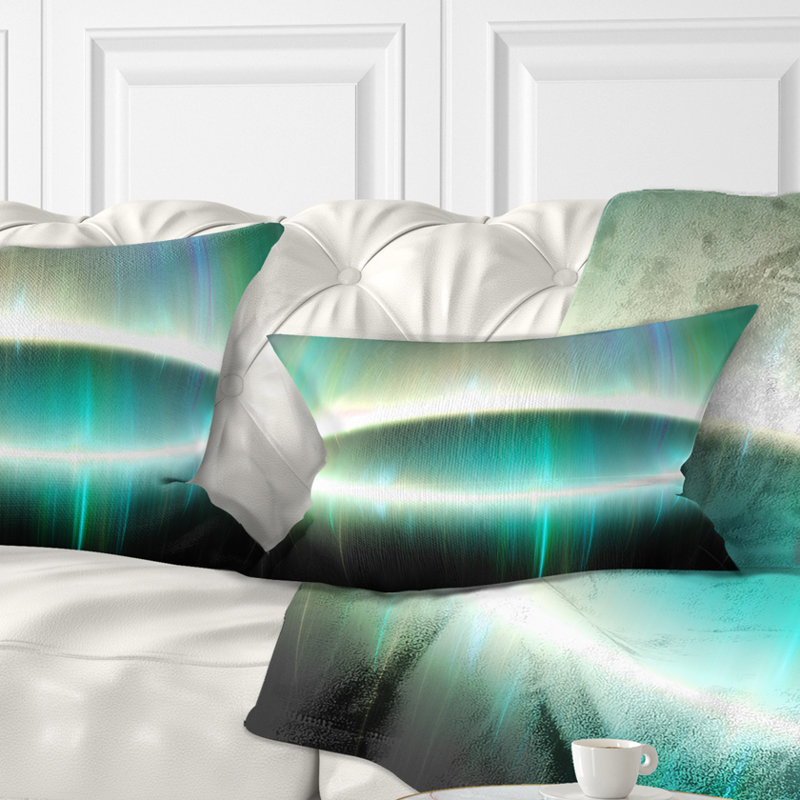 Grand coussin ovale à motif abstrait fractal, Vert