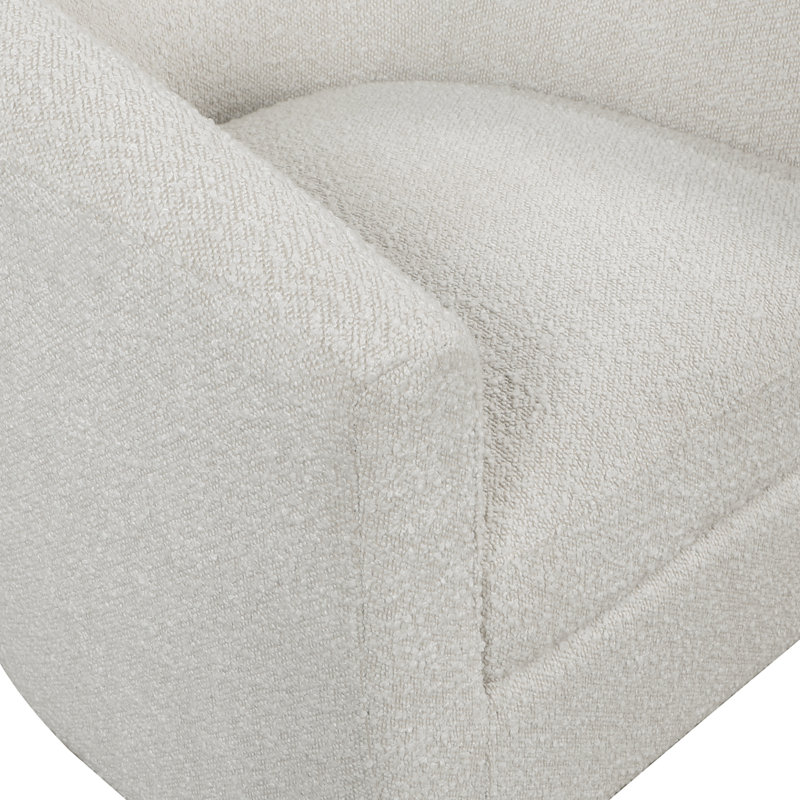 Anges Upholstered Barrel Chair with Ottoman, Oatmeal Boucle