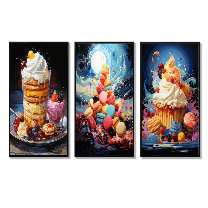 Popart Joyful Dessert Dream, Cadre flottant noir, H 40 po x l 60 po
