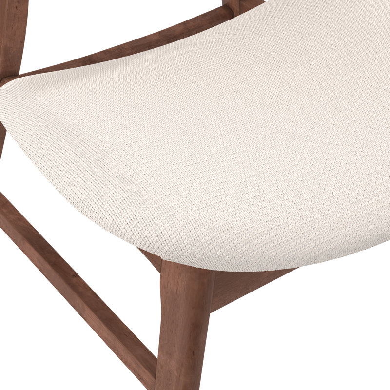 Chaise en bois massif Lyan, Crème / noyer