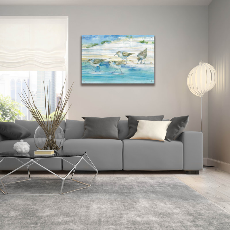 «Sandy Sandpipers II» par Paul Brent, art mural en verre acrylique, H 24 po x l 36 po x P 0,2 po