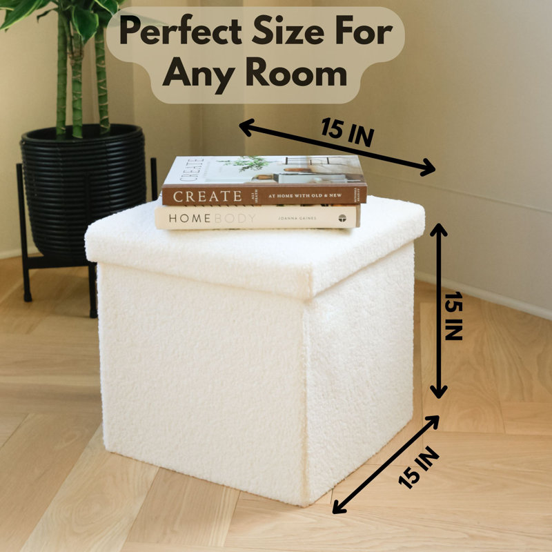  Repose-pieds avec rangement Go-Poufs Knock-Down 15 po x 15 po x 15 po |, Mélange de coton blanc