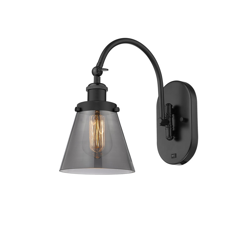 Applique murale 1 lumière 6 "avec bras pivotant 6" Shauna Cone, DEL, Fumée plaquée, Noir mat