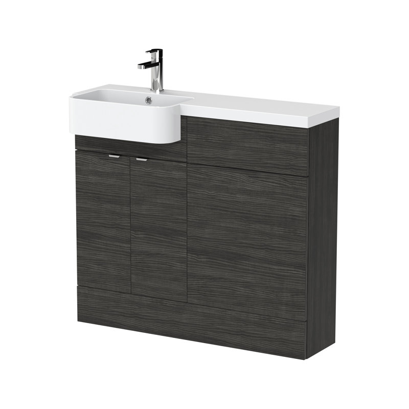 Fusion 1000mm Single Bathroom Vanity with Integrated Polymarble Basin, Anthracite Woodgrain