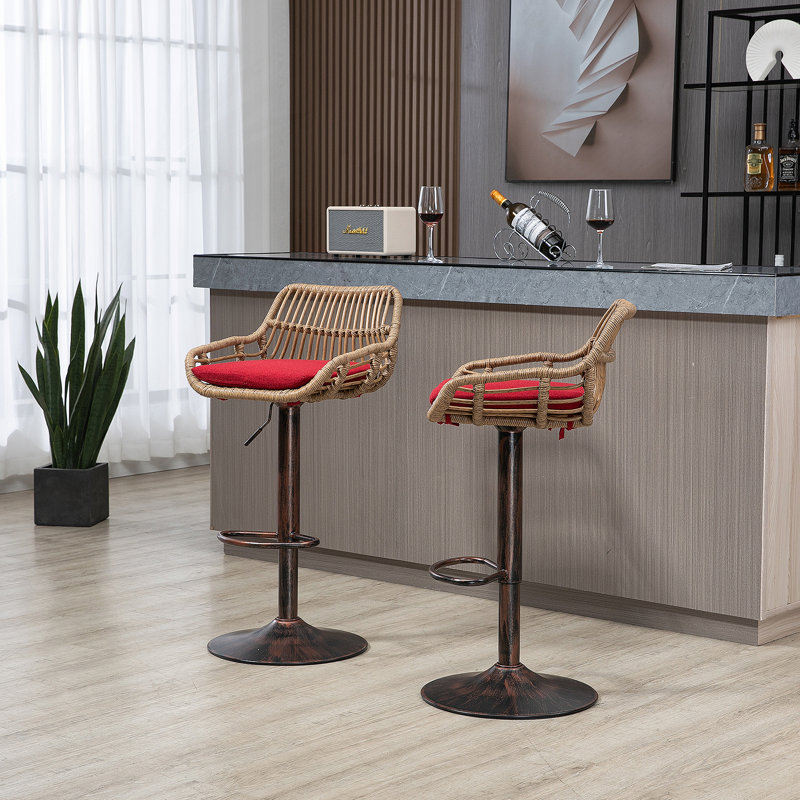 Ensemble de 2 tabourets de bar pivotants réglables à hauteur de comptoir avec repose-pieds pour la cuisine et la salle à manger
