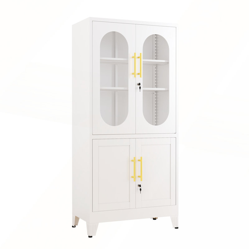 Versatile Iron Lockable Storage Cabinet, White