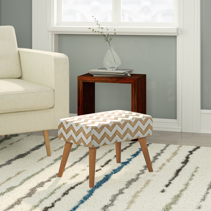 50cm Wide Rectangle Chevron Standard Ottoman, Brown