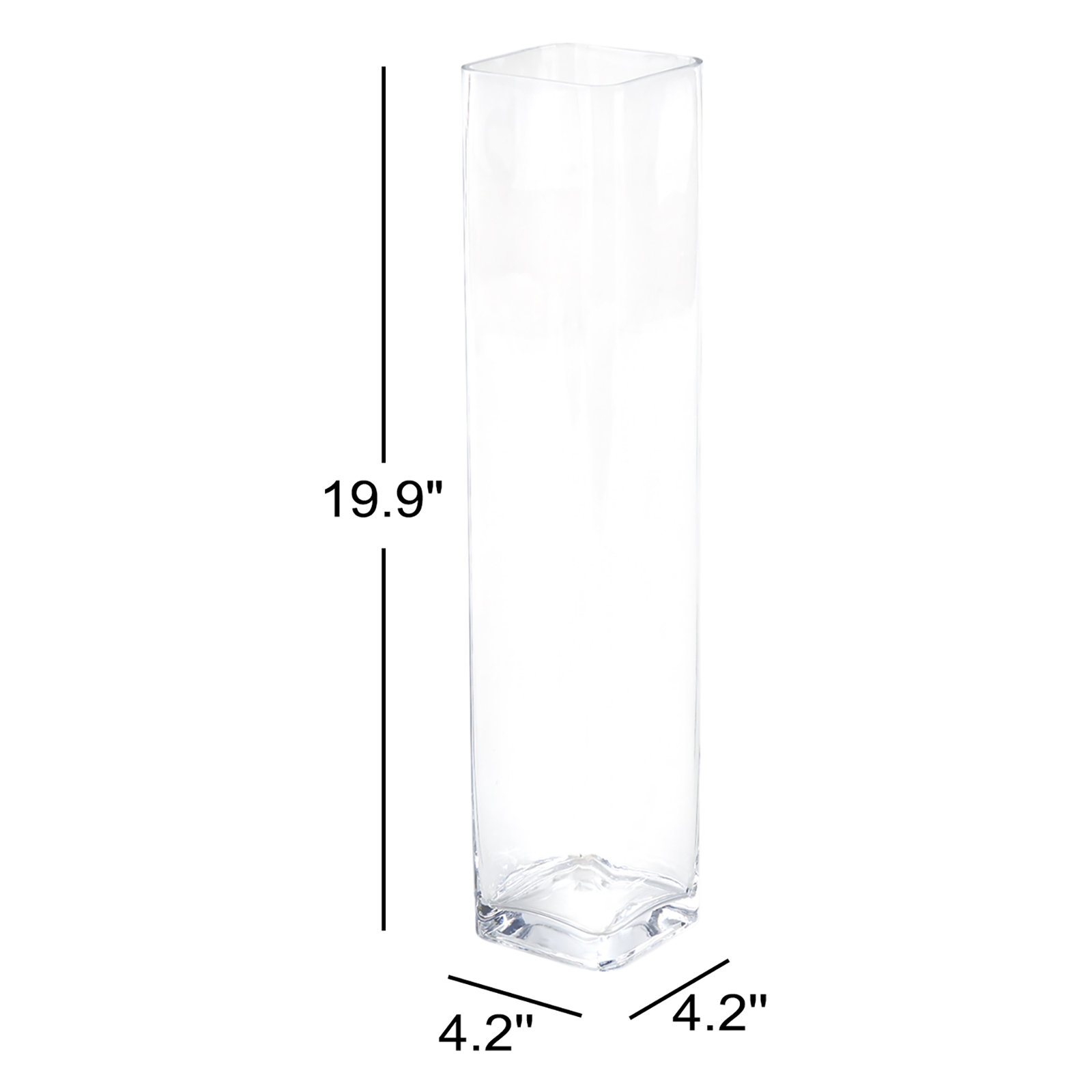 Glass Table Vase, 19.9" H x 4.2" W x 4.2" D